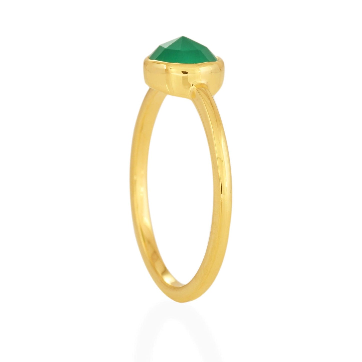 Green Onyx Rose Cut Ring - 18k Gold Vermeil