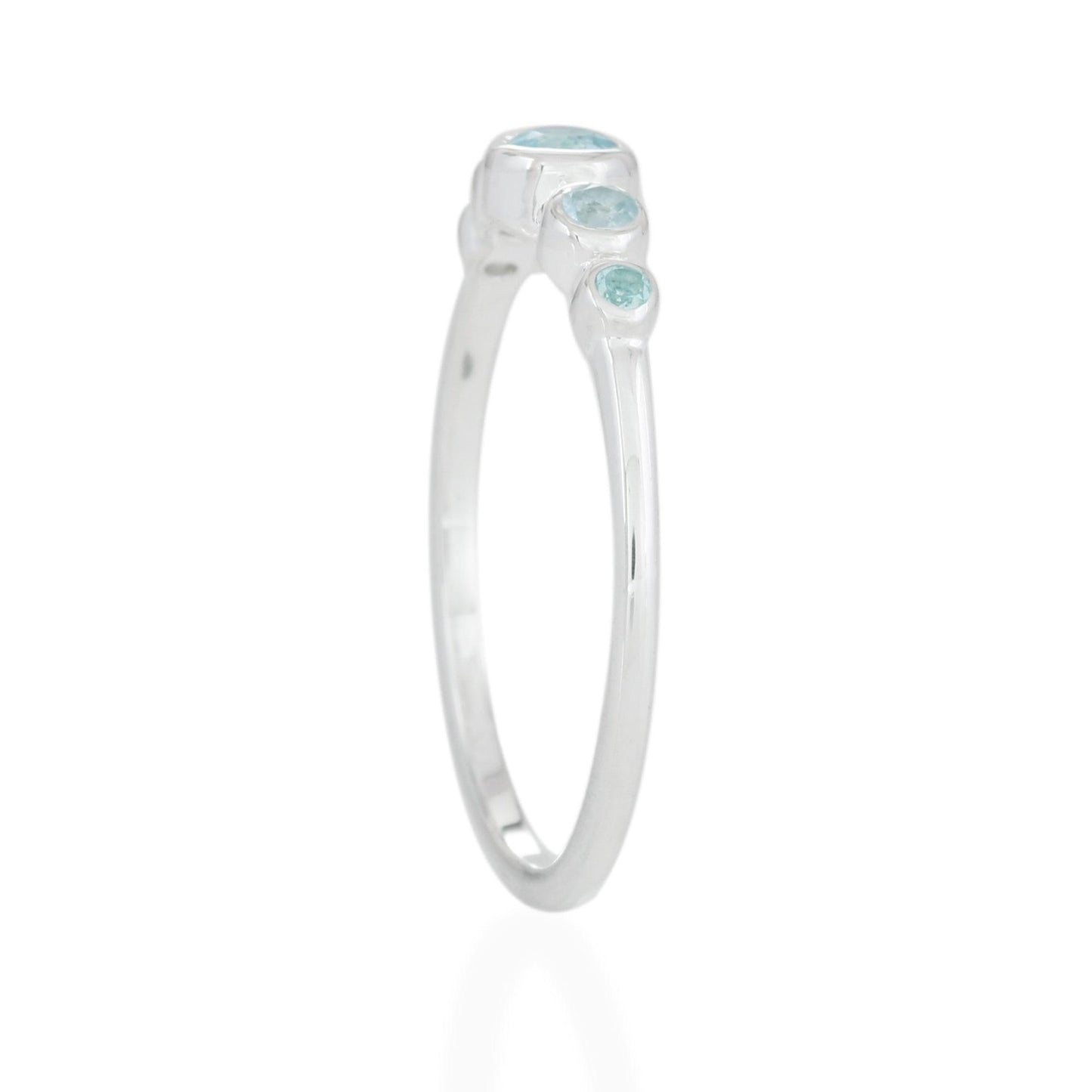 Graduated 5 Stones Blue topaz Ring - Sterling Silver