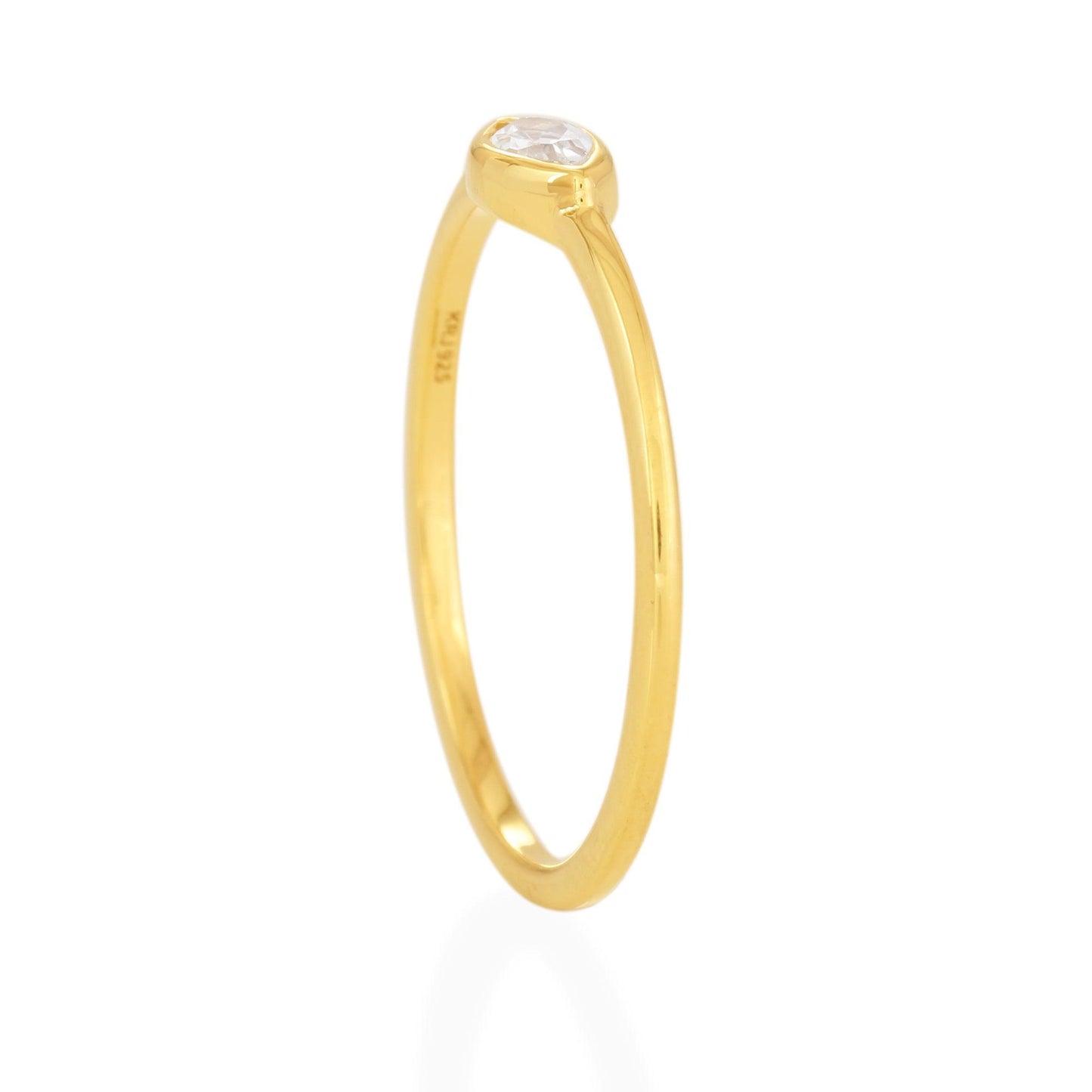 White Topaz Marquise Ring - 18k Gold Vermeil