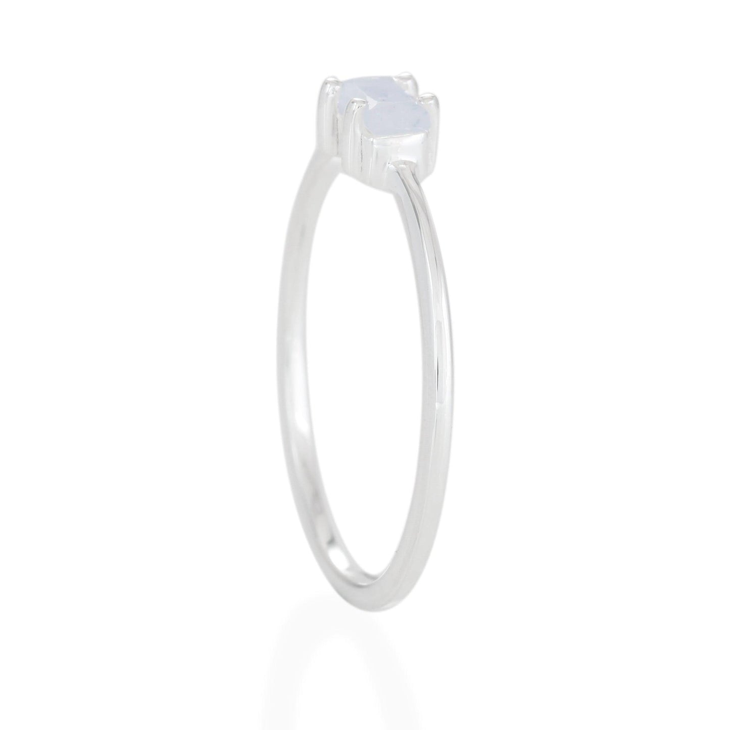 Moonstone Baguette Ring - Sterling Silver