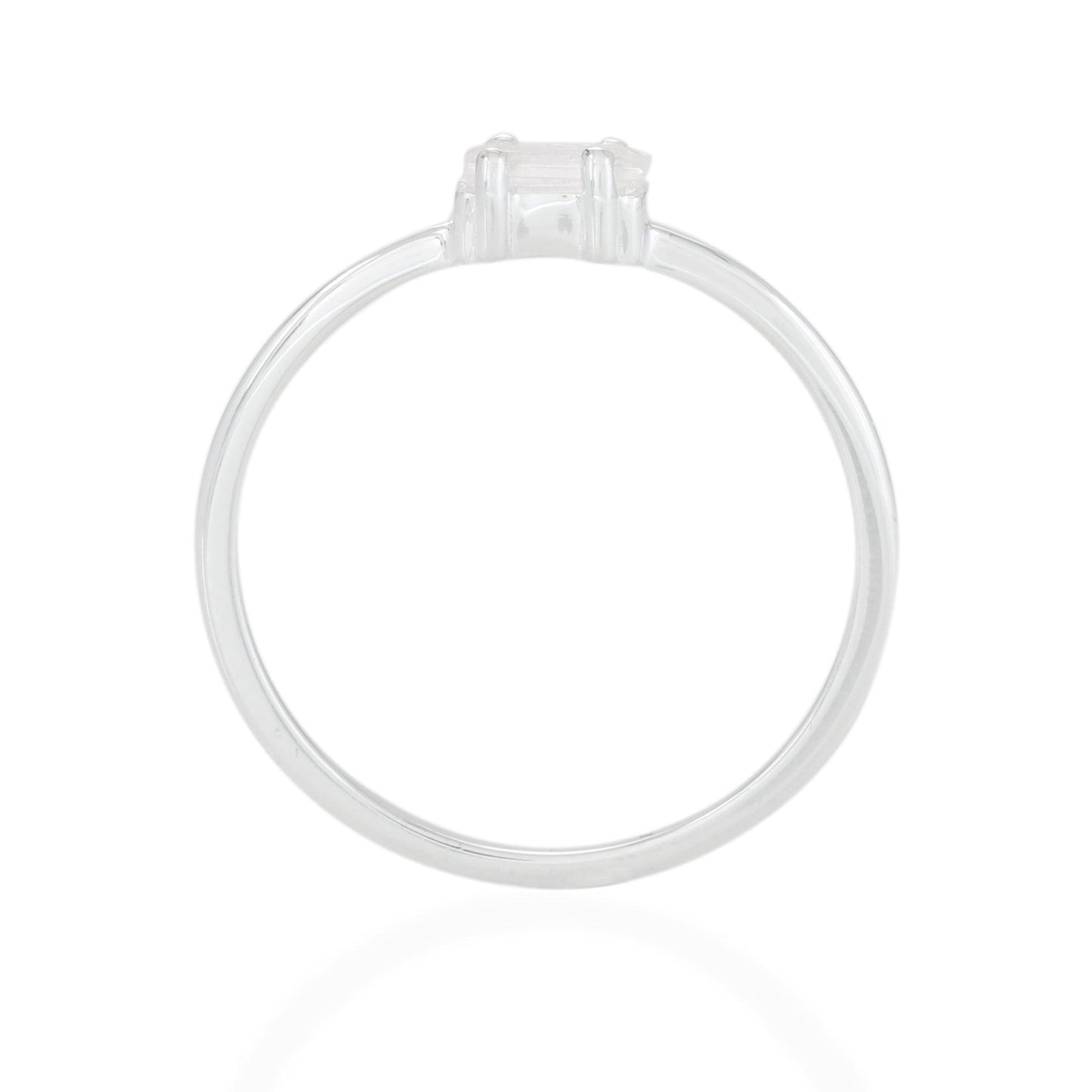 White Topaz Baguette Ring - Sterling Silver