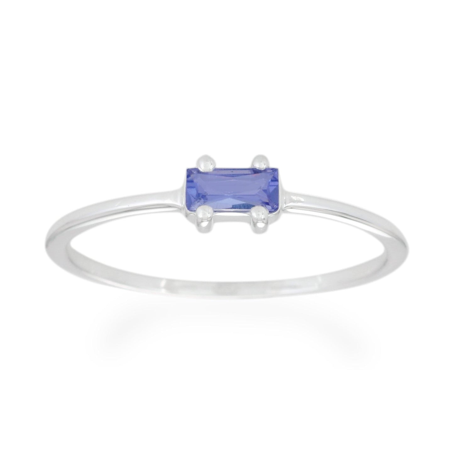 Tanzanite Baguette Ring - Sterling Silver