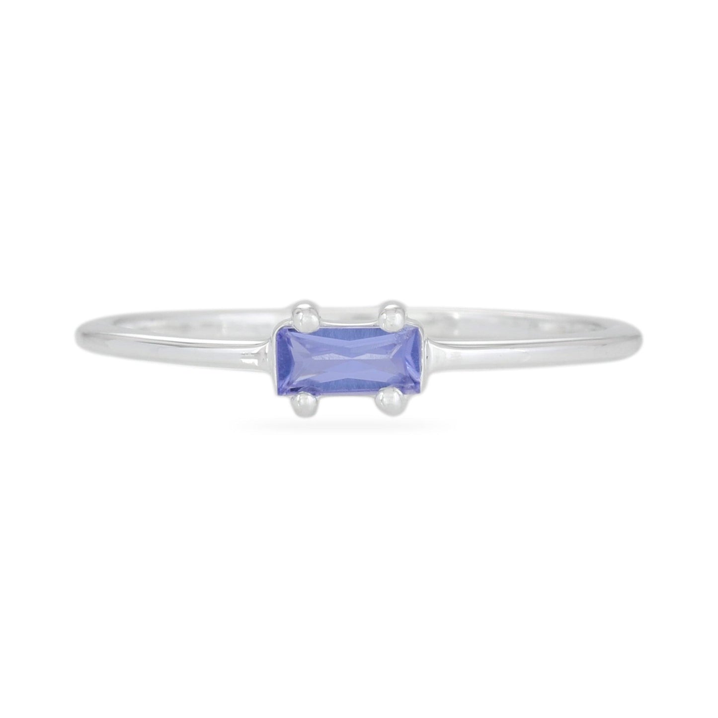Tanzanite Baguette Ring - Sterling Silver