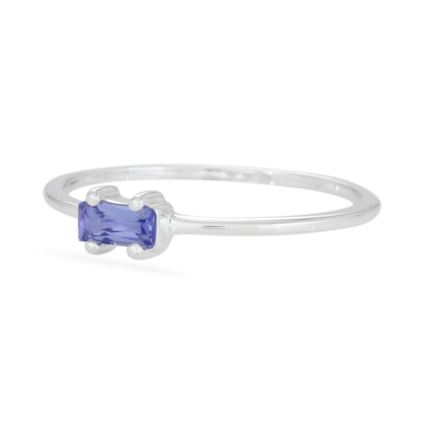 Tanzanite Baguette Ring - Sterling Silver
