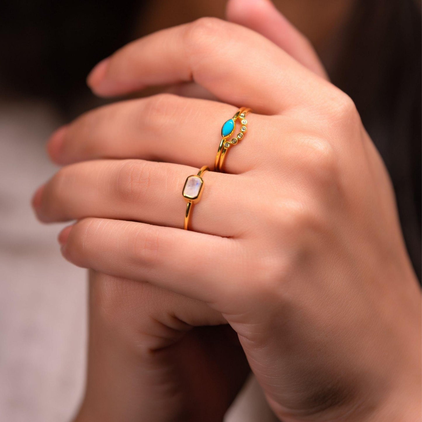 Moonstone Octagon Ring - Sterling Silver