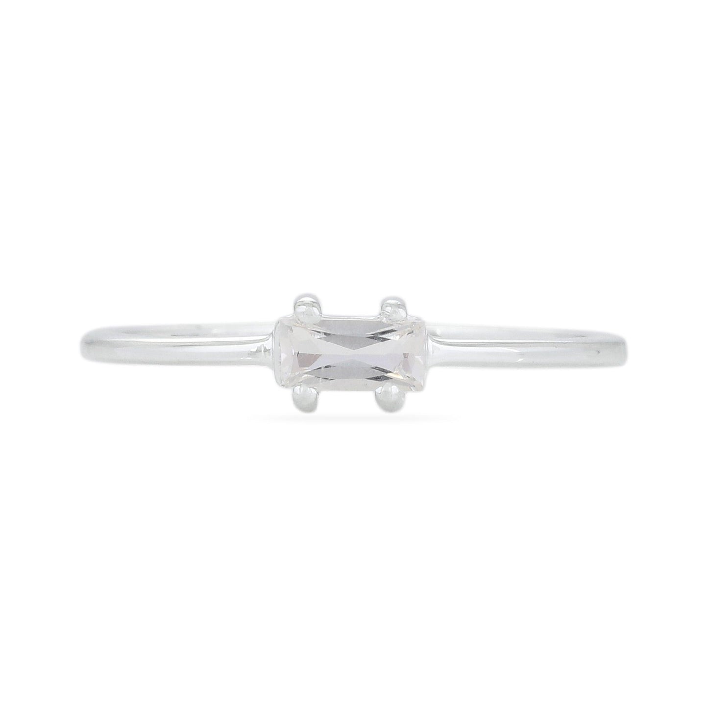 White Topaz Baguette Ring - Sterling Silver