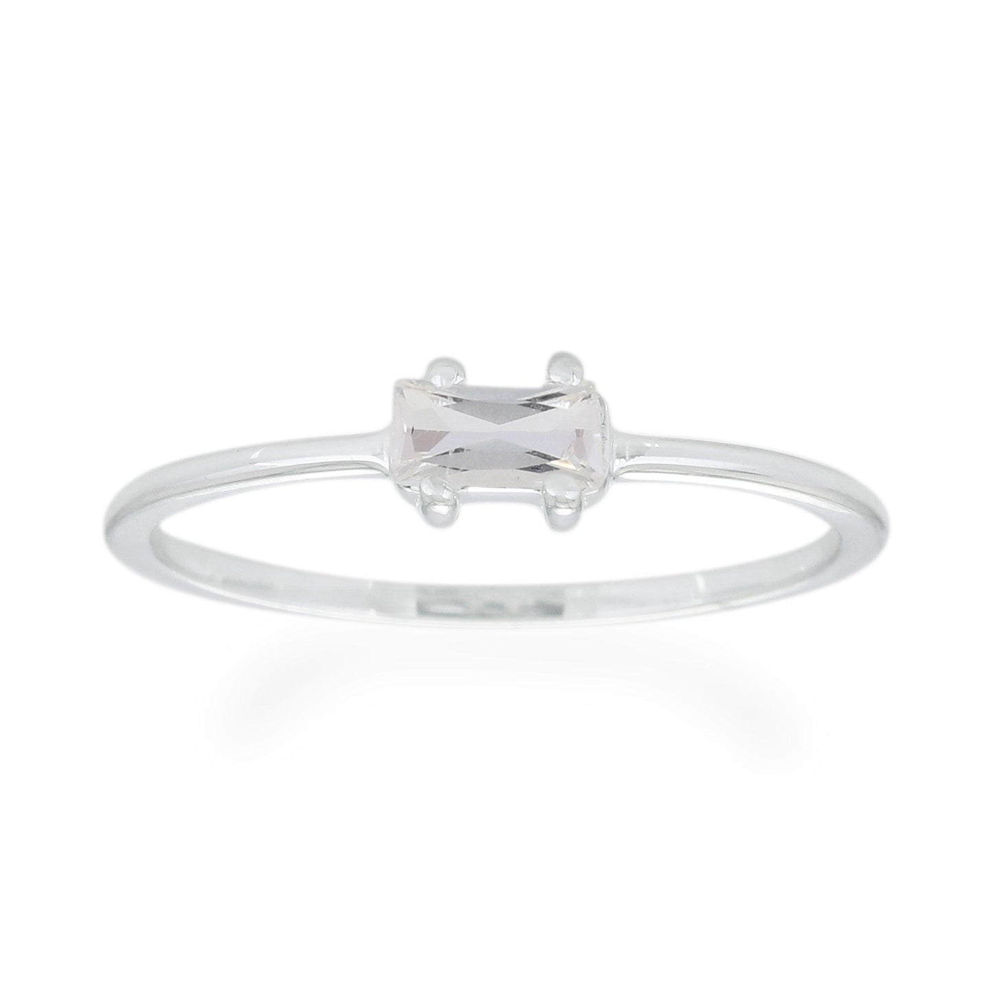 White Topaz Baguette Ring - Sterling Silver