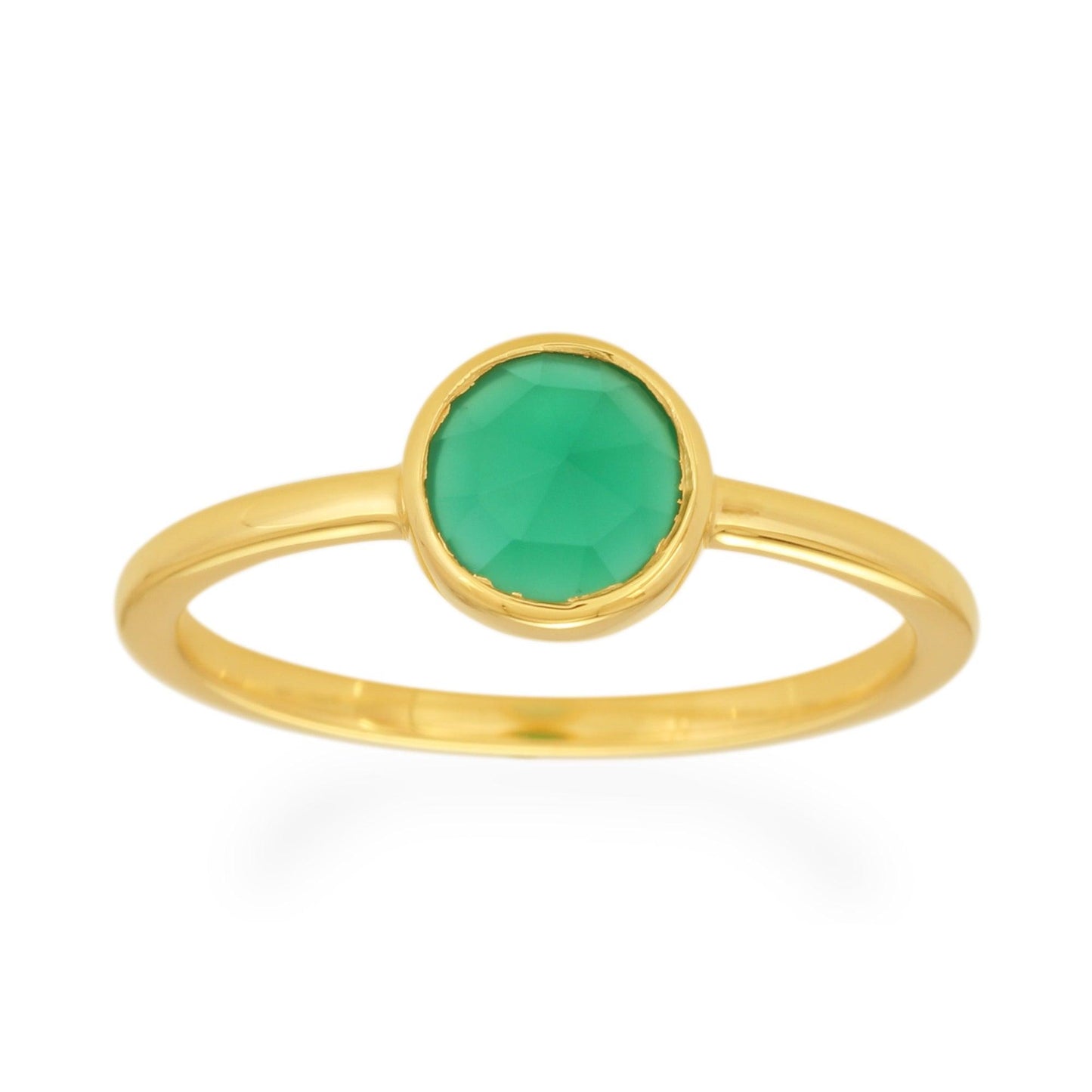 Green Onyx Rose Cut Ring - 18k Gold Vermeil