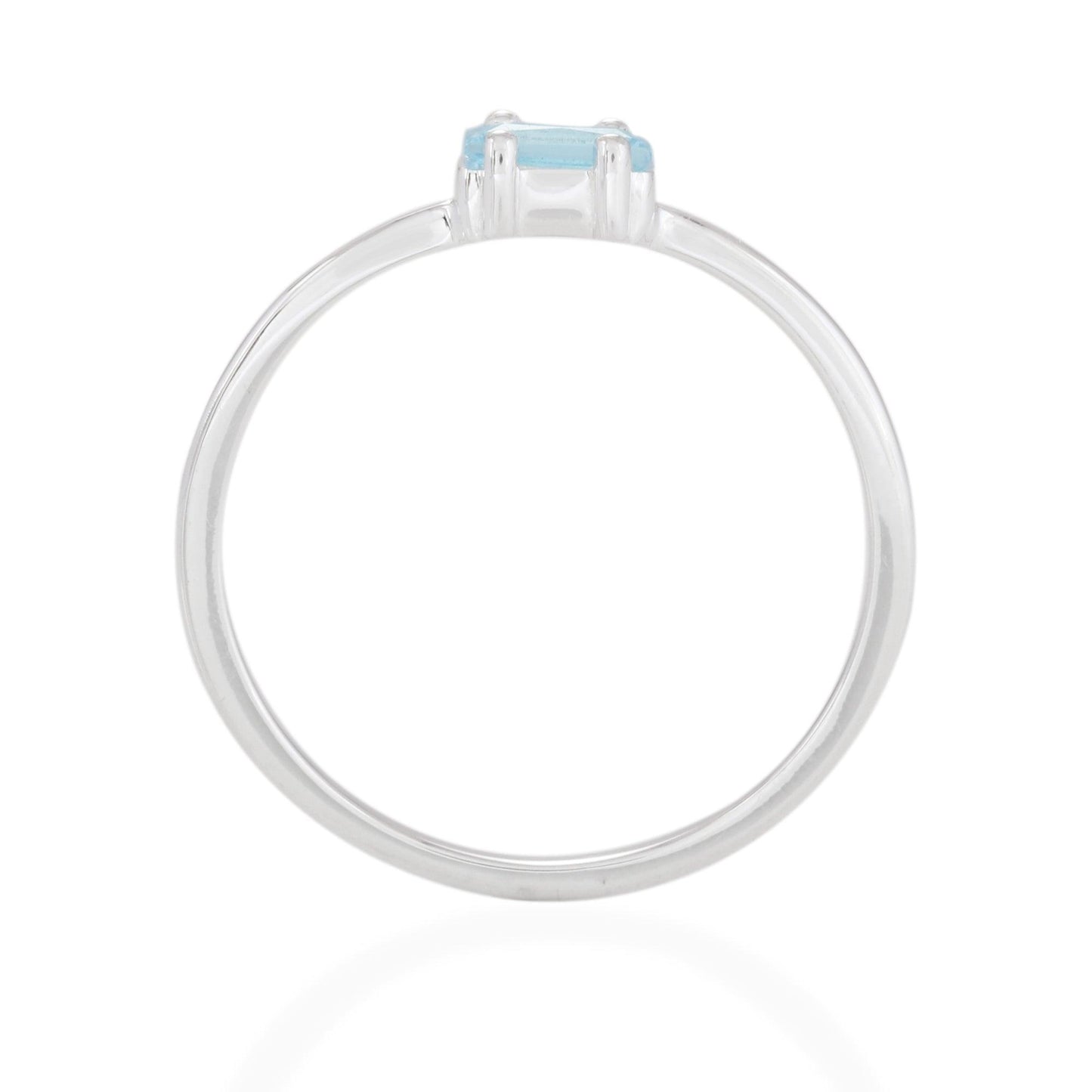 Aquamarine Baguette Ring - Sterling Silver