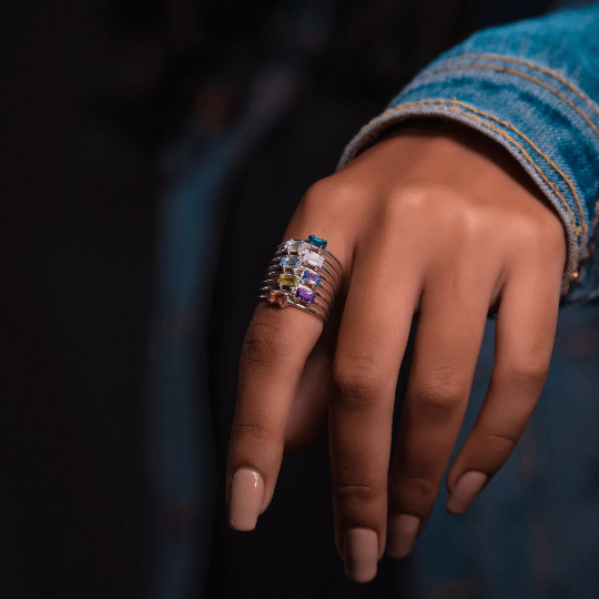 Amethyst Baguette Ring - Sterling Silver