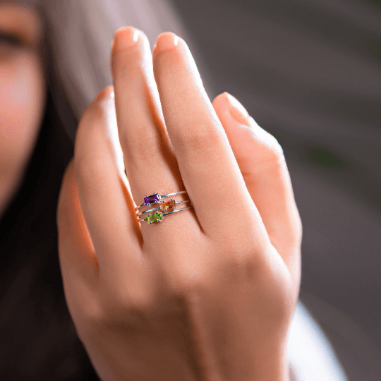 Amethyst Baguette Ring - Sterling Silver