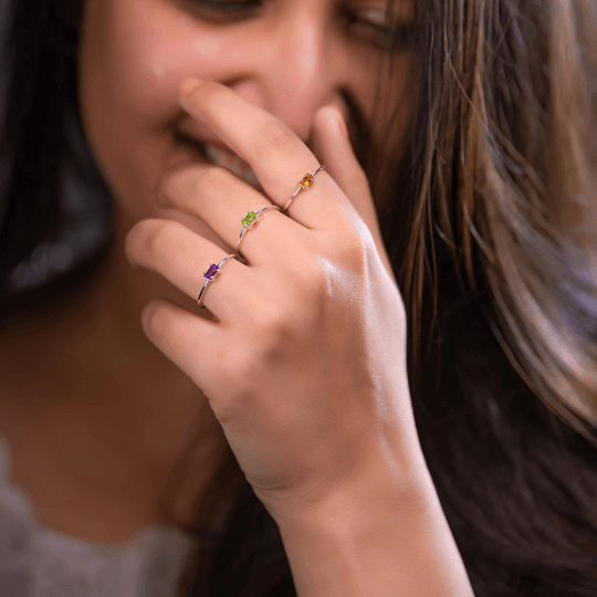 Amethyst Baguette Ring - Sterling Silver