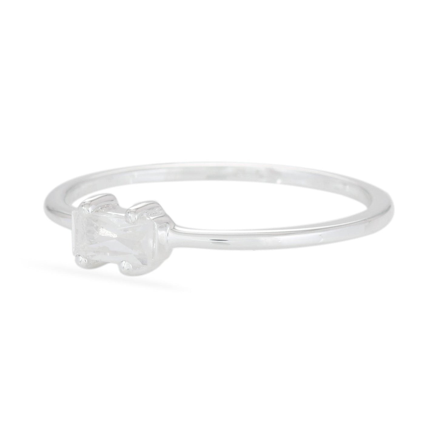 White Topaz Baguette Ring - Sterling Silver