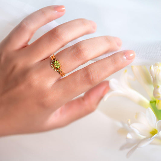 Peridot Octagon Ring - Sterling Silver