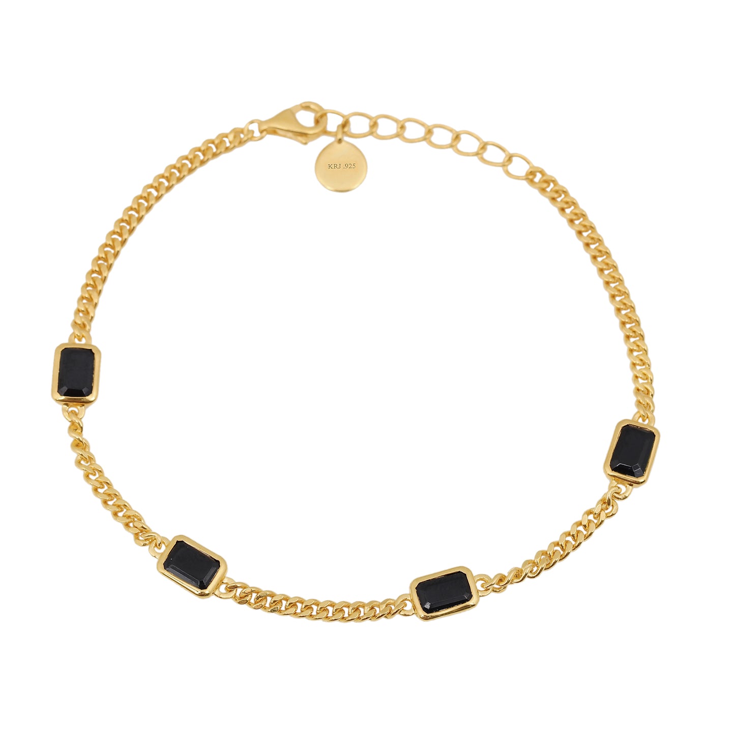 Black Spinel Emerald Cut Bracelet - Gold Vermeil