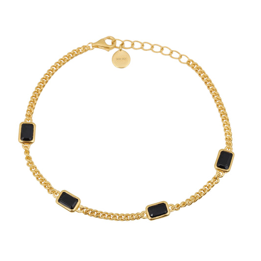 Black Spinel Emerald Cut Bracelet - Gold Vermeil
