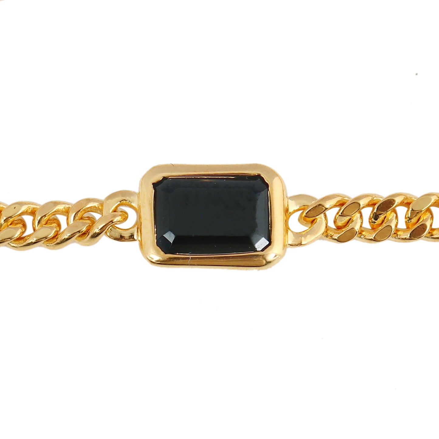 Black Spinel Emerald Cut Bracelet - Gold Vermeil