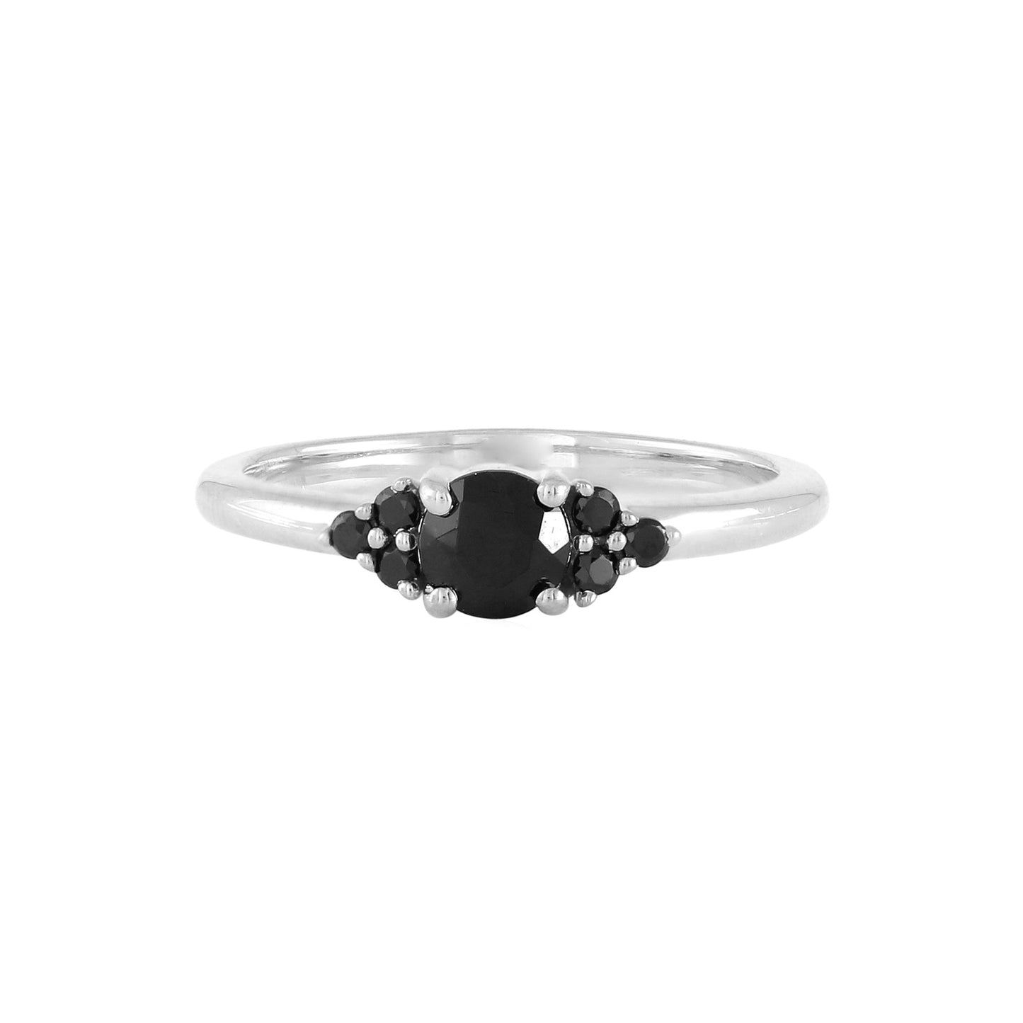 Cluster Black Spinel Ring - Silver
