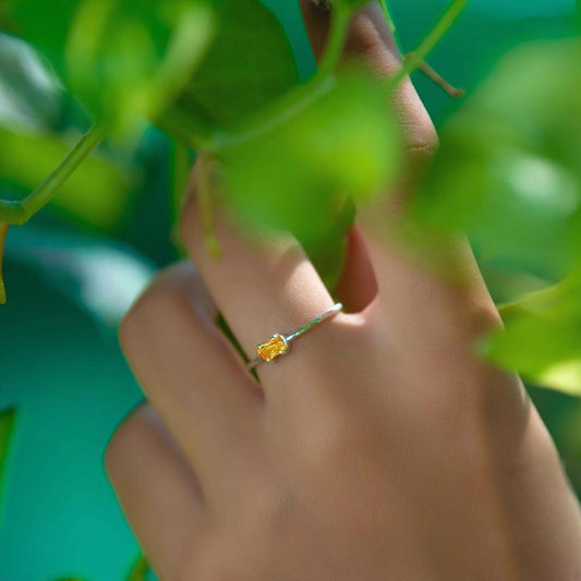 Citrine Baguette Ring - Sterling Silver