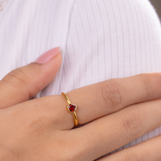 Garnet Pear Ring - Gold Vermeil