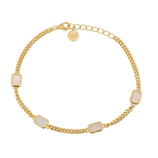 Moonstone Emerald Cut Bracelet - Gold Vermeil