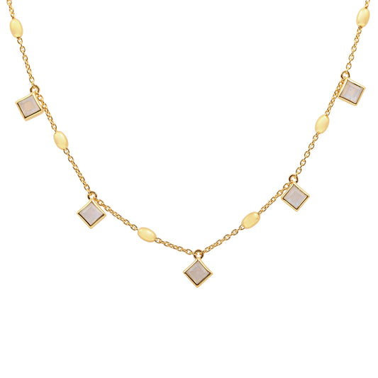Moonstone Charm Necklace - Gold Vermeil