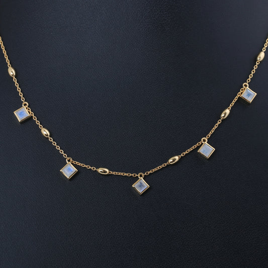 Moonstone Charm Necklace - Gold Vermeil