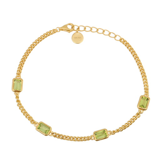 Peridot Emerald Cut Bracelet - Gold Vermeil