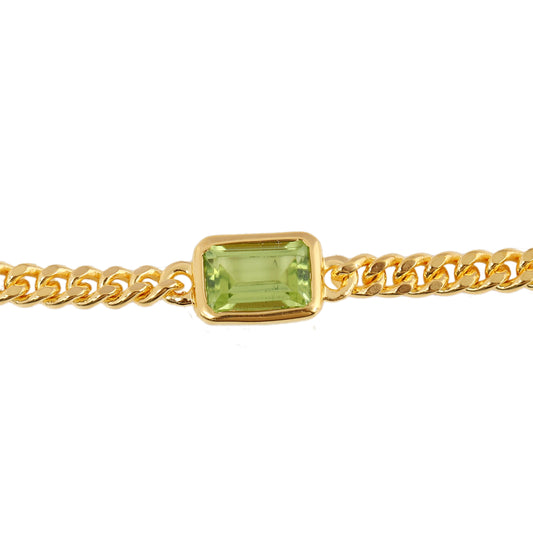 Peridot Emerald Cut Bracelet - Gold Vermeil