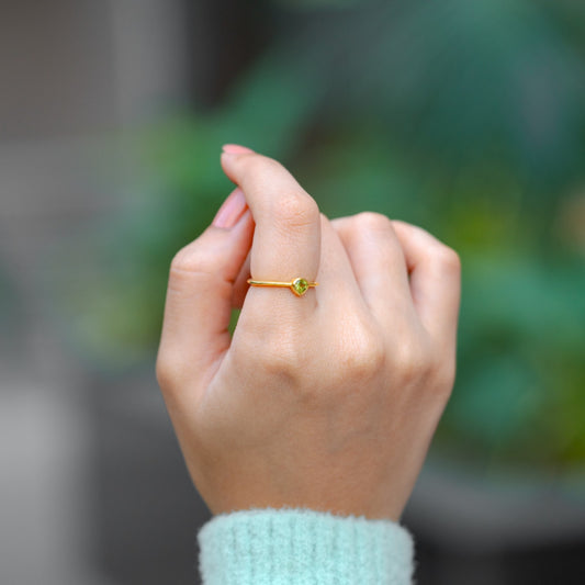 Peridot Pear Ring - Gold Vermeil