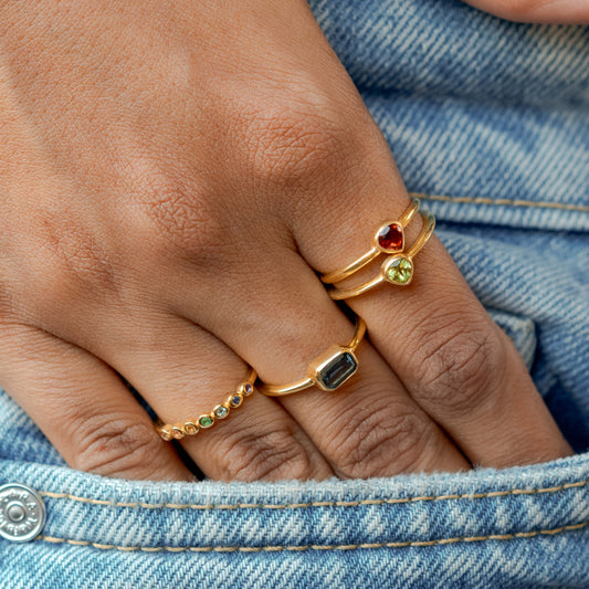 Swiss Blue Topaz Pear Ring - Gold Vermeil