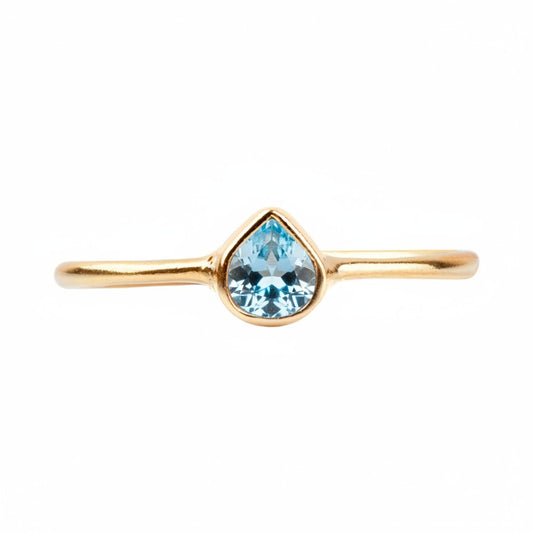 Swiss Blue Topaz Pear Ring - Gold Vermeil