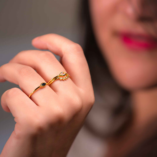 White Topaz Marquise Ring - 18k Gold Vermeil