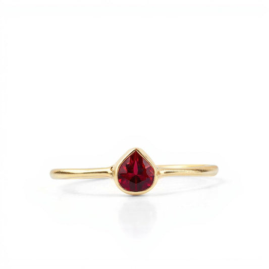 Garnet Pear Ring - Gold Vermeil
