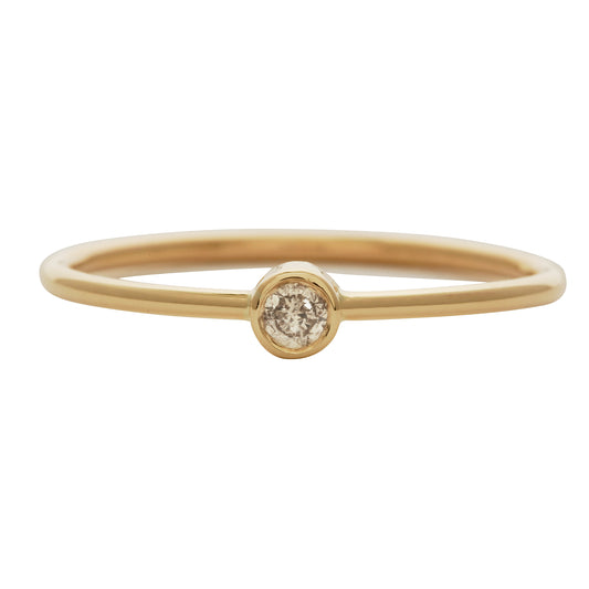 Dainty Bezel Diamond Ring - 9k Gold