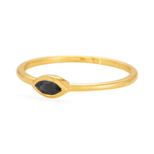 Black Spinel Marquise Ring - 18k Gold Vermeil