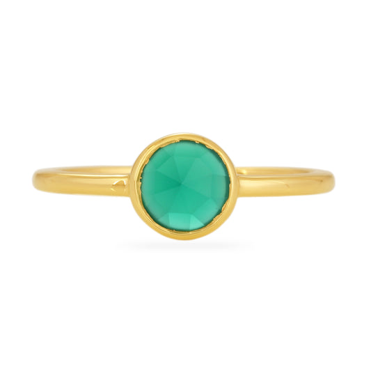 Green Onyx Rose Cut Ring - 18k Gold Vermeil