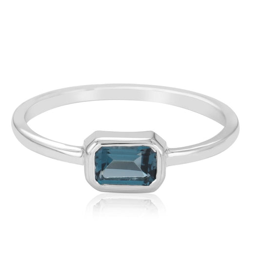 London Blue Topaz Octagon Ring - Sterling Silver