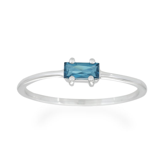 London Blue Topaz Baguette Ring - Sterling Silver