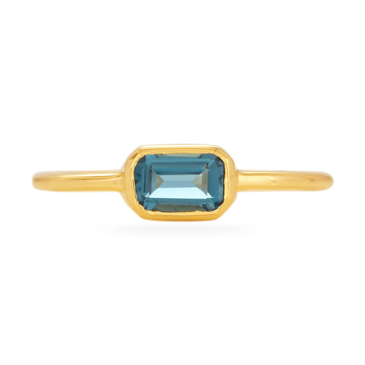 London Blue Topaz Octagon Ring - 18k Gold Vermeil