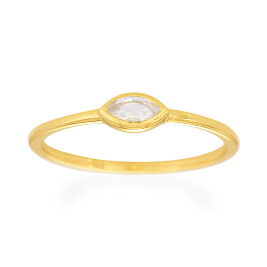 White Topaz Marquise Ring - 18k Gold Vermeil