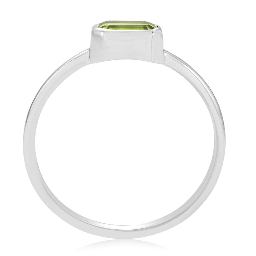 Peridot Octagon Ring - Sterling Silver