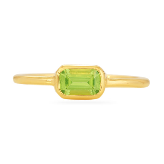Peridot Octagon Ring - 18k Gold Vermeil