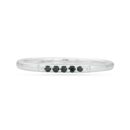 BLACK SPINEL 5 STONES RING - STERLING SILVER