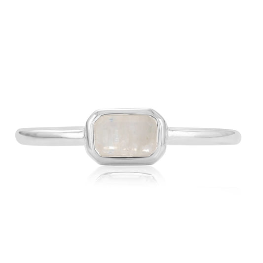 Moonstone Octagon Ring - Sterling Silver
