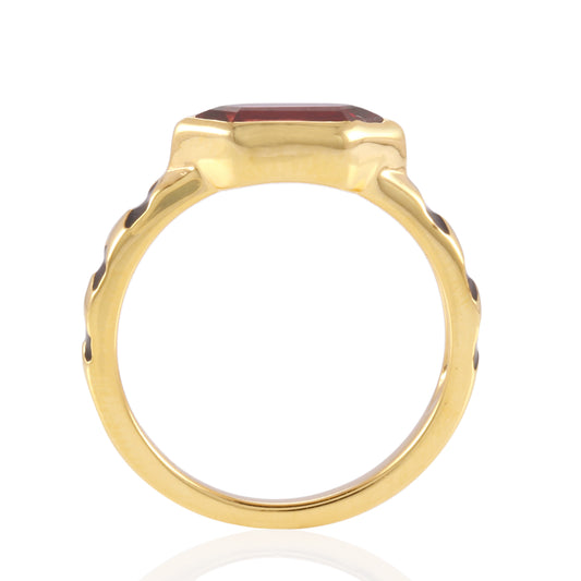 Hexagon Garnet ring - 18k gold Vermeil