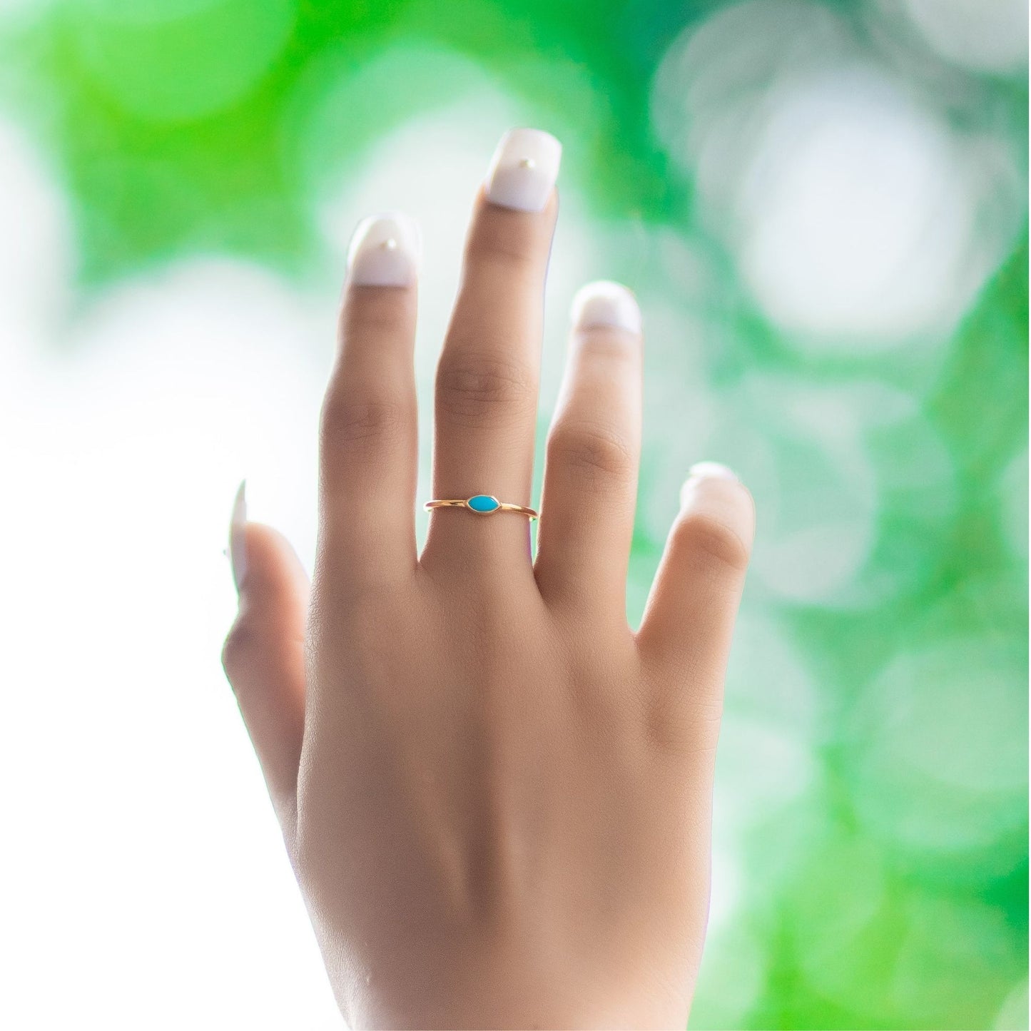 Turquoise Marquise Ring - 18k Gold Vermeil